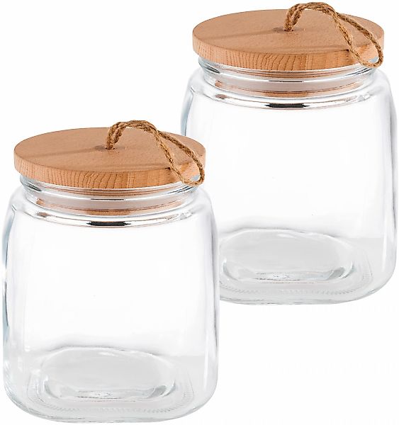 APS Vorratsglas "Woody" 2 Stk. tlg. zum Dekorieren und Aufbewahren, 2 Liter günstig online kaufen