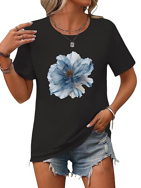 PYL Rundhalsshirt Damen Bequemes Sommer Kurzarmbluse günstig online kaufen