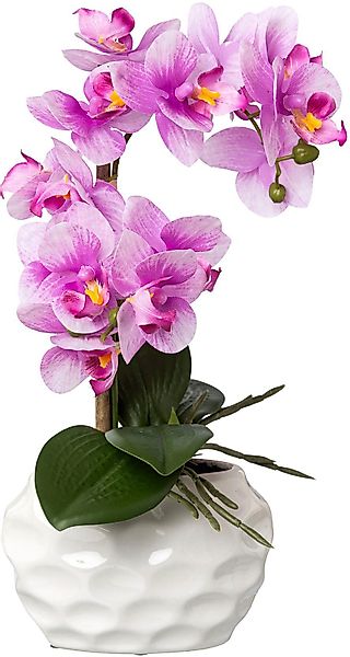 Kunstorchidee Deko-Orchidee Phalaenopsis im Keramiktopf Orchidee günstig online kaufen