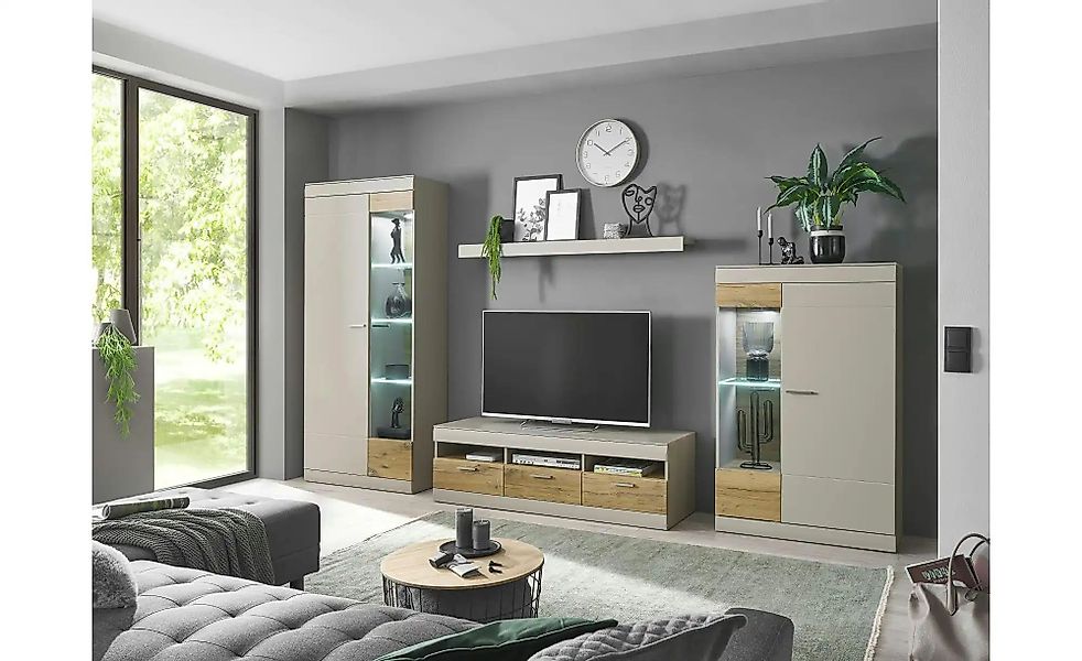 Wohnwand  Siero ¦ grau ¦ Maße (cm): B: 350 H: 199 T: 45.0 Kommoden & Sidebo günstig online kaufen