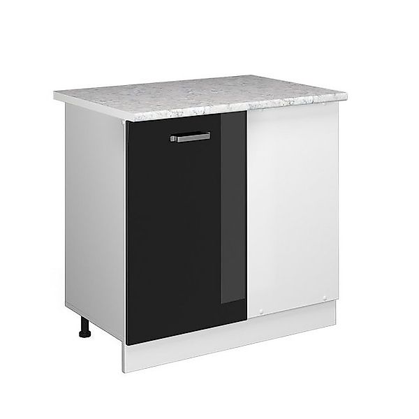 Vicco Eckunterschrank R-Line Küchen Eckschrank Schwarz Hochglanz/Weiß 86 cm günstig online kaufen