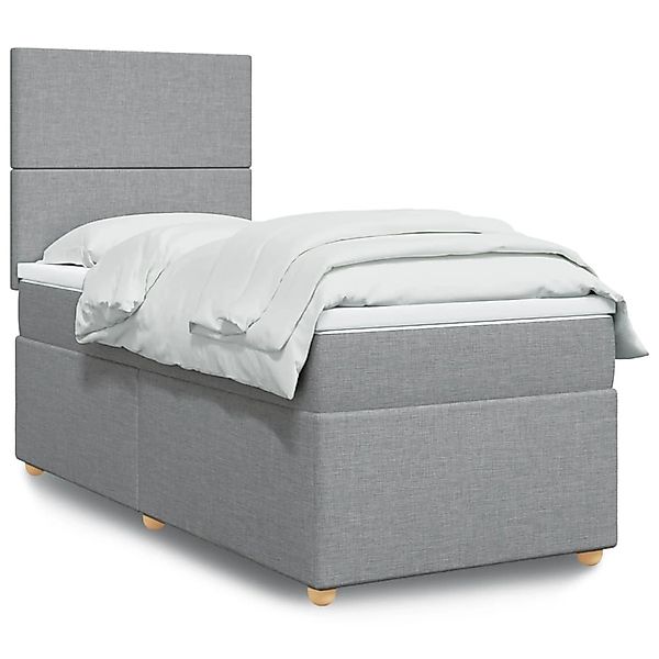 vidaXL Boxspringbett mit Matratze Hellgrau 100x200 cm Stoff 3293484 günstig online kaufen