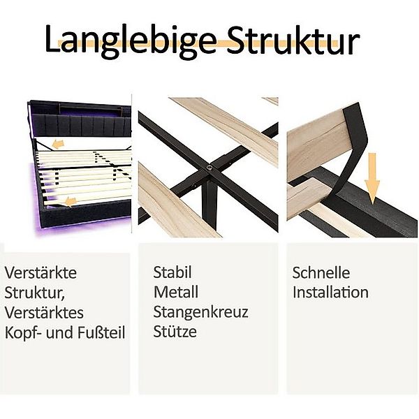 STILVORA Polsterbett 140×200 bett mit Matratze,Bettgestell mit Steckdose & günstig online kaufen