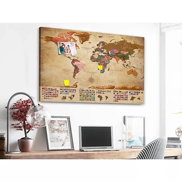 Leinwandbild World Map: Retro Mood XXL günstig online kaufen