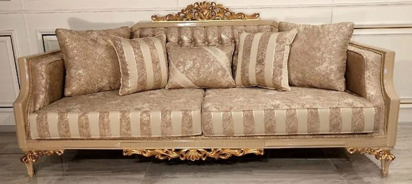 Casa Padrino Sofa Luxus Barock Sofa Gold / Beige / Gold - Prunkvolles Wohnz günstig online kaufen