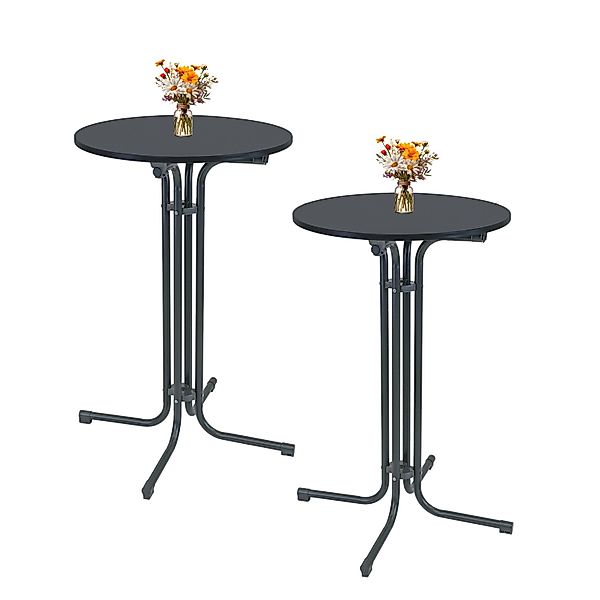 TRUTZHOLM 2x Stehtisch Klappbar Durchmesser 70 cm Höhe 110 cm Stahl Anthraz günstig online kaufen