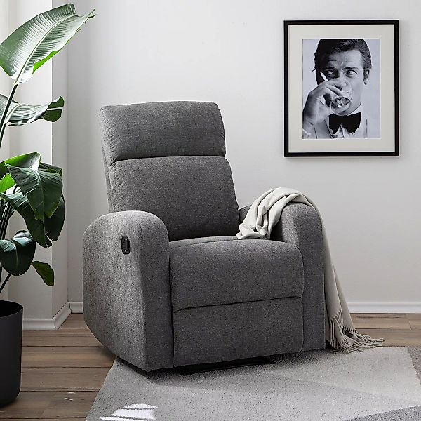 home24 loftscape Relaxsessel Grandhan Grau Microfaser mit Relaxfunktion 75x günstig online kaufen