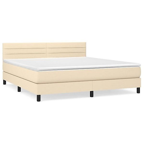 vidaXL Boxspringbett, Boxbett mit Matratze Creme 160x200 cm Stoff günstig online kaufen