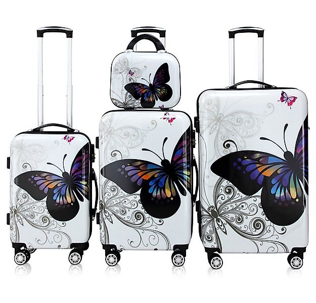monzana Hartschalen-Trolley Butterfly, 4 Rollen, Hartschalenkofferset Butte günstig online kaufen