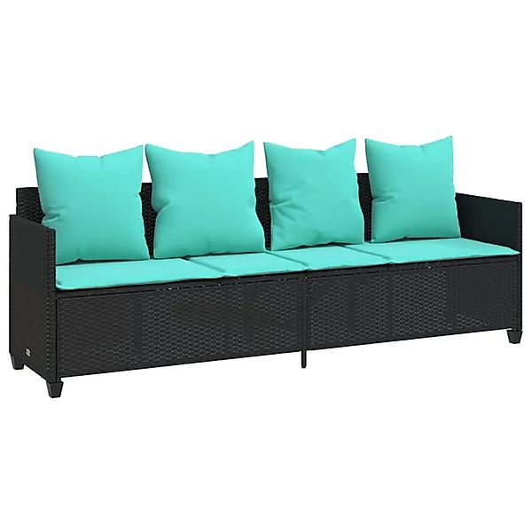 vidaXL Sonnenliege mit Kissen Schwarz Poly Rattan 368352 günstig online kaufen