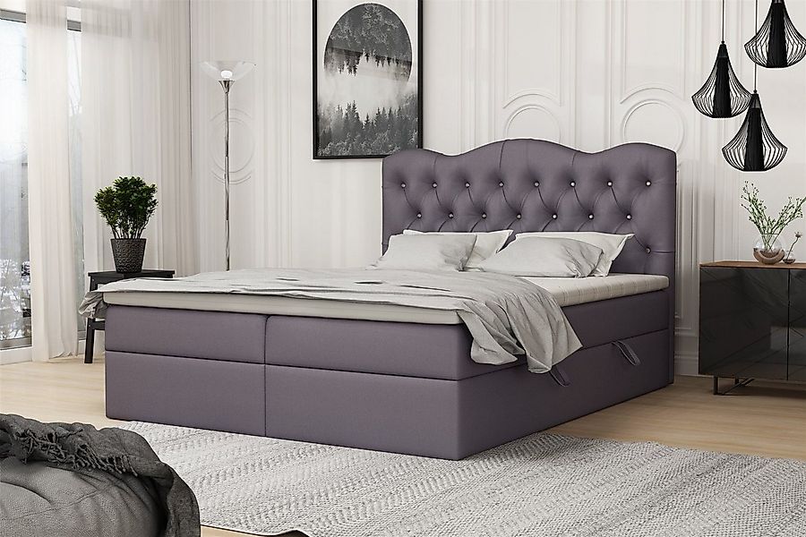 Fun Möbel Boxspringbett Schlafzimmerbett LODOS (inkl. Topper und Bettkästen günstig online kaufen