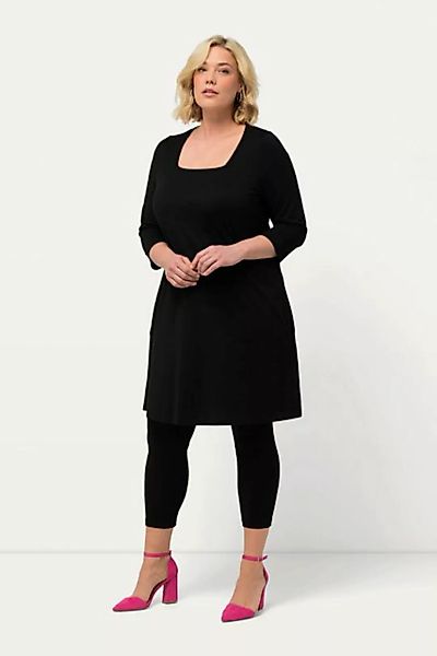 Ulla Popken Longshirt Longshirt A-Linie Carré-Ausschnitt 3/4-Arm günstig online kaufen