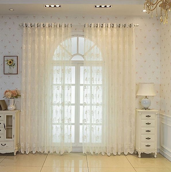 BYSURE Gardine (2 St), halbtransparent, Vorhänge Blumen mit stilvollem Rose günstig online kaufen