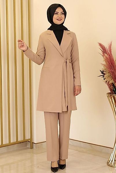 Modavitrini Hosenanzug Damen Zweiteiler – Langarm Long-Sakko mit Hose – Mod günstig online kaufen