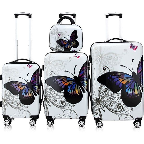 monzana Hartschalen-Trolley Butterfly, 4 Rollen, Hartschalenkofferset günstig online kaufen