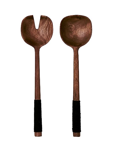 Salatbesteck Holz mit schwarzem Nylongriff – 2-teilig, dunkel günstig online kaufen