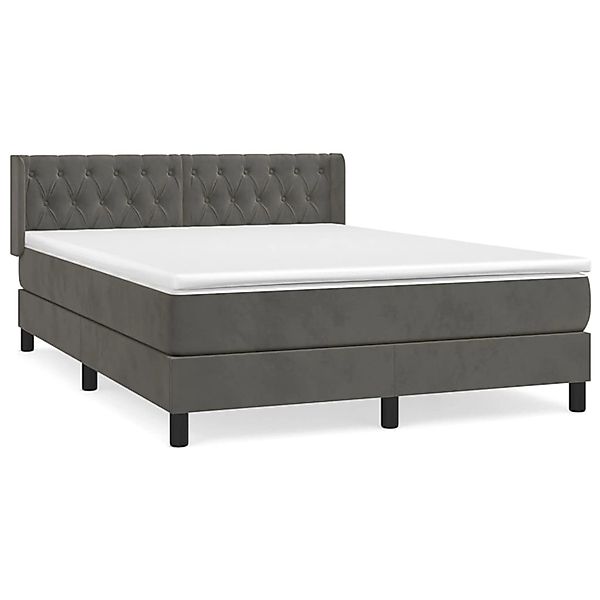 vidaXL Boxspringbett mit Matratze Dunkelgrau 140x200 cm Samt1469801 günstig online kaufen