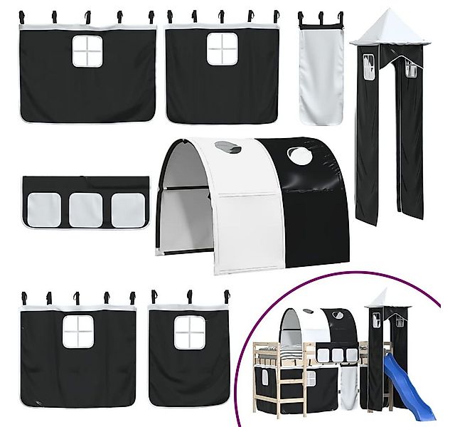 vidaXL Betthimmel Vorhänge für Hochbett mit Tunnel und Turm Weiß und Schwar günstig online kaufen