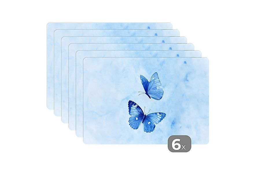 MuchoWow Platzset Schmetterlinge - Ornamental - Blau, (6-St), Platzsets, Ti günstig online kaufen
