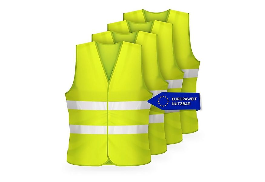 FLEXEO Warnweste DIN EN ISO 20471 (4-tlg) Sicherheitsweste fürs Auto PKW günstig online kaufen