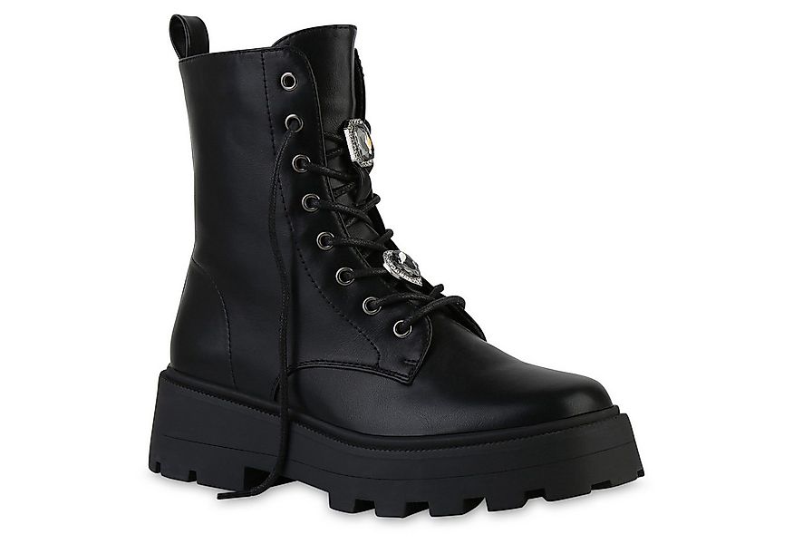 VAN HILL 841897 Schnürstiefelette Damen Schuhe mit Chunky-Sohle und Strassv günstig online kaufen