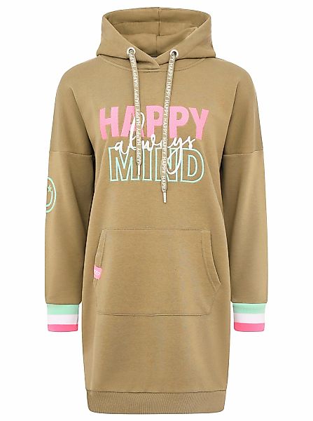 Zwillingsherz Sweatkleid ""Always Happy Mind"" Kängurutasche mit Kapuze und günstig online kaufen