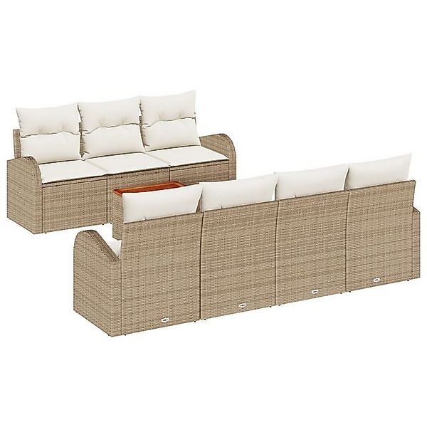 vidaXL Loungesofa 8 Teiliges Garten Sofa Set mit Kissen Beige Poly Rattan, günstig online kaufen