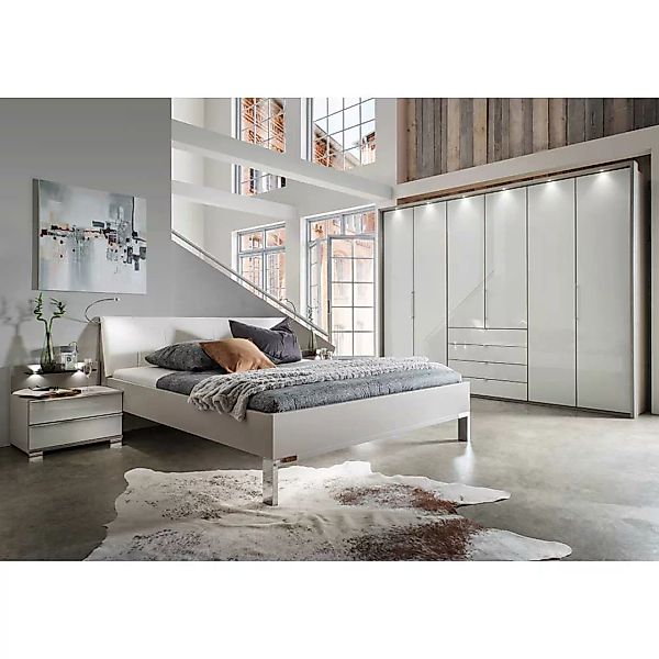 Schlafzimmermöbel Set in Weiß und Hellgrau Made in Germany (vierteilig) günstig online kaufen
