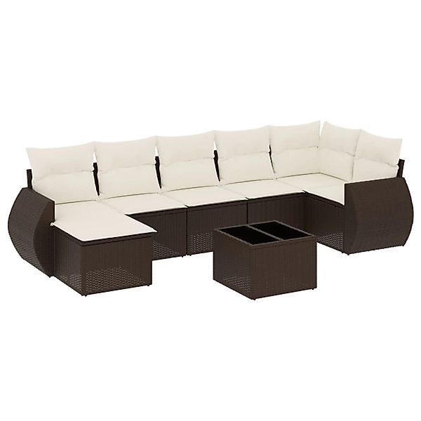 vidaXL 8-Tlg Garten-Sofagarnitur mit Kissen Braun Poly Rattan 3254030 günstig online kaufen