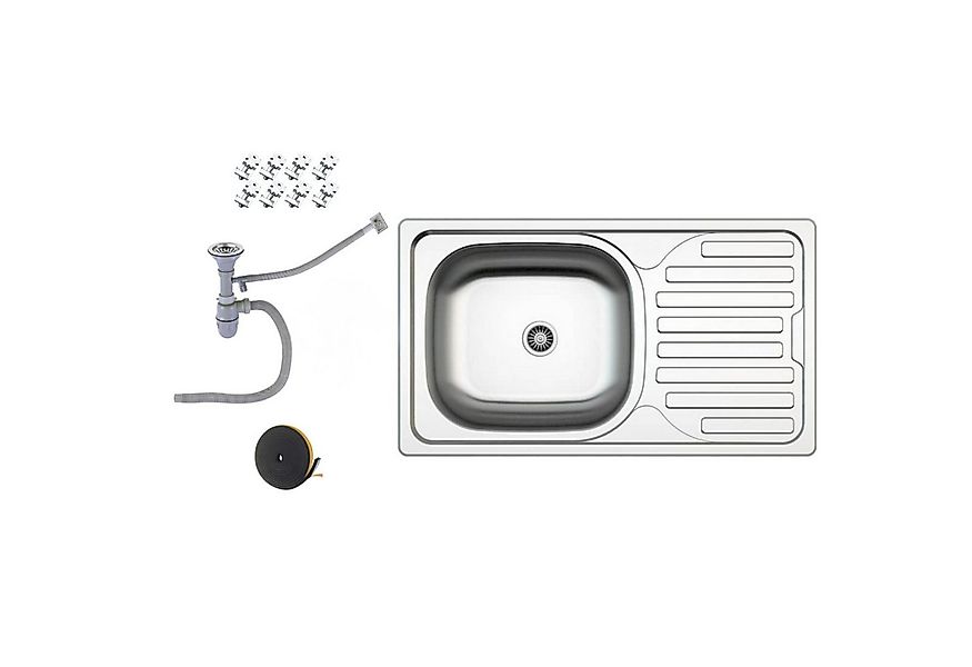 Faizee Möbel Edelstahlspüle Edelstahlspüle 76x44 cm Armatur Wählbar inkl. S günstig online kaufen