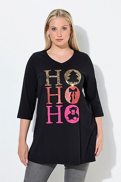 Ulla Popken Longshirt Longshirt Ho Ho Ho A-Linie V-Ausschnitt Langarm günstig online kaufen