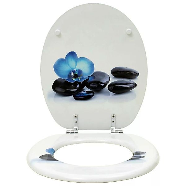 WC-Sitz blau weiß schwarz MDF B/H/L: ca. 37x5x45 cm günstig online kaufen