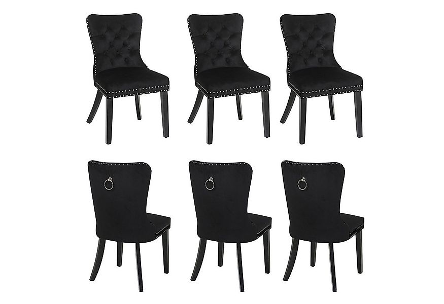 Puluomis Esszimmerstuhl (2/4/6/8 Set Grau/ Schwarz/Beige, 6 St), Samt Stuhl günstig online kaufen