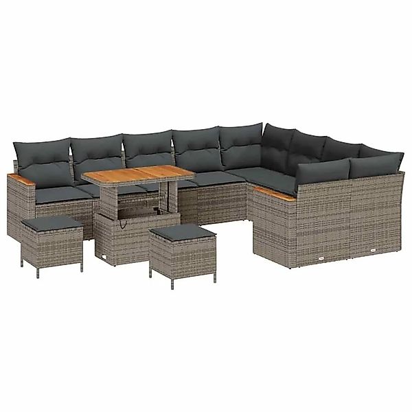 vidaXL Gartensofa-set mit Kissen mit Speicher 12-Tlg Grau Poly-Rattan 33650 günstig online kaufen