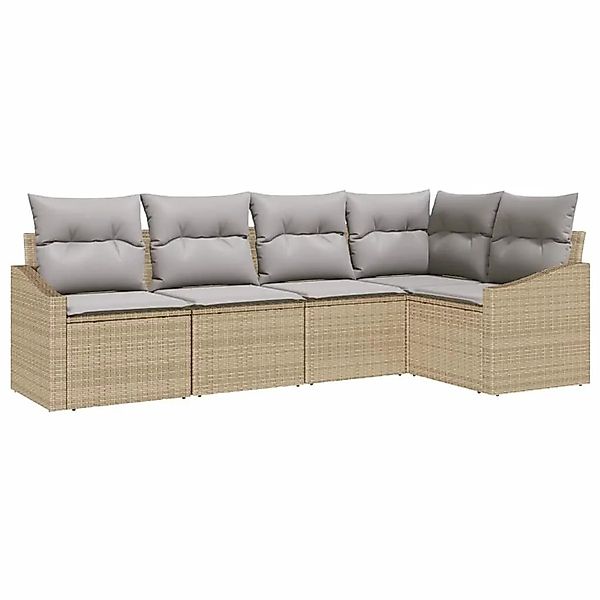 vidaXL Gartensofa-set mit Kissen 5-Tlg Beige und Hellgrau Poly-Rattan 33553 günstig online kaufen