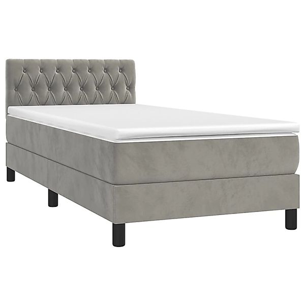 vidaXL Boxspringbett mit Matratze & LED Hellgrau 90x200 cm Samt 3134561 günstig online kaufen