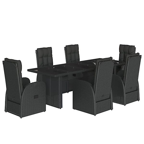vidaXL 7-Tlg Garten-Essgruppe mit Kissen Schwarz Poly Rattan 3277653 günstig online kaufen