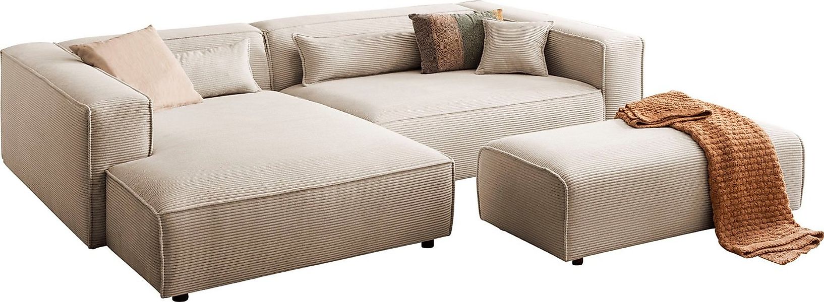LeGer Home by Lena Gercke Ecksofa PIARA XXL, L-Form, Schlaffunktion, Cord, günstig online kaufen