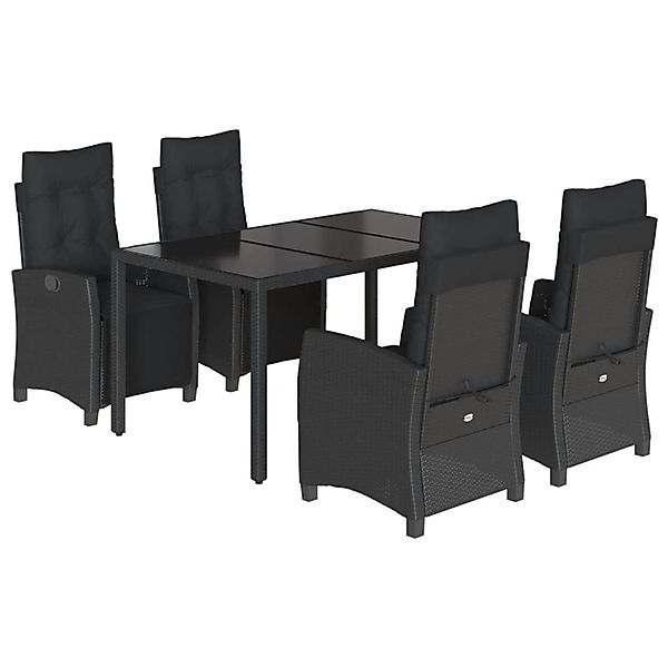 vidaXL 5-Tlg Garten-Essgruppe mit Kissen Schwarz Poly Rattan 3212890 günstig online kaufen