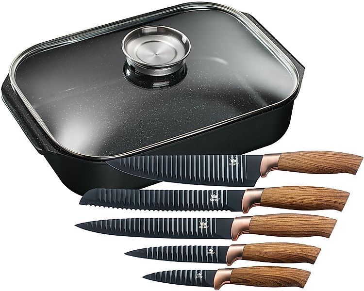 KING Bräter Aluminiumguss Set, 7 Stk. tlg. Bräter-/Schmortopf 6 L,Keramikbe günstig online kaufen