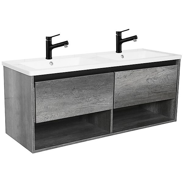 Sanotechnik Einzelwaschtisch 120 cm Eiche Schwarz mit Softclose günstig online kaufen