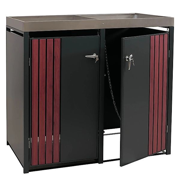 Proregal 2er-Mülltonnenverkleidung Mit Pflanzkasten HxBxT 125x132x84 cm Ant günstig online kaufen