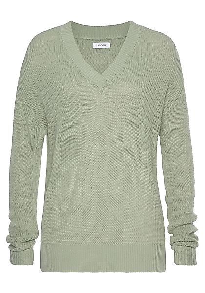LASCANA V-Ausschnitt-Pullover, aus weichem Strick, bequemer Damenpullover günstig online kaufen