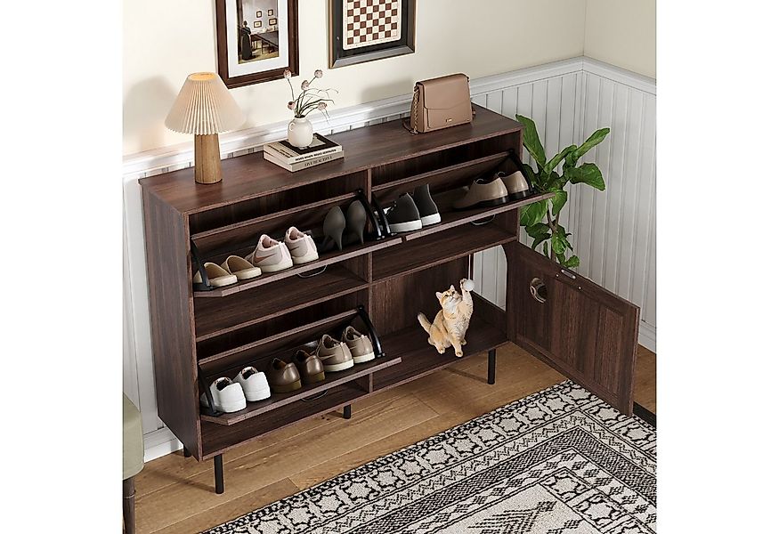 Odikalo Schuhschrank Schuhkommode Schuhregal Schuhablage mit 3 Klappen Abla günstig online kaufen