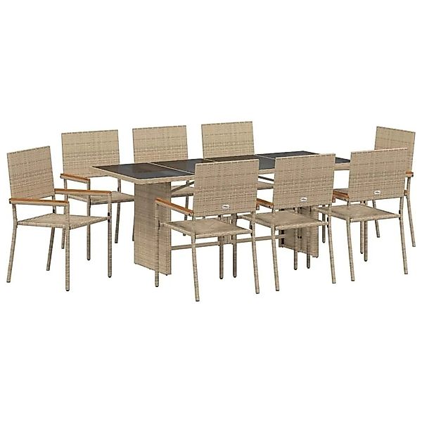 vidaXL Garten Essgruppe 9-Tlg Beige Poly-Rattan 3365429 günstig online kaufen