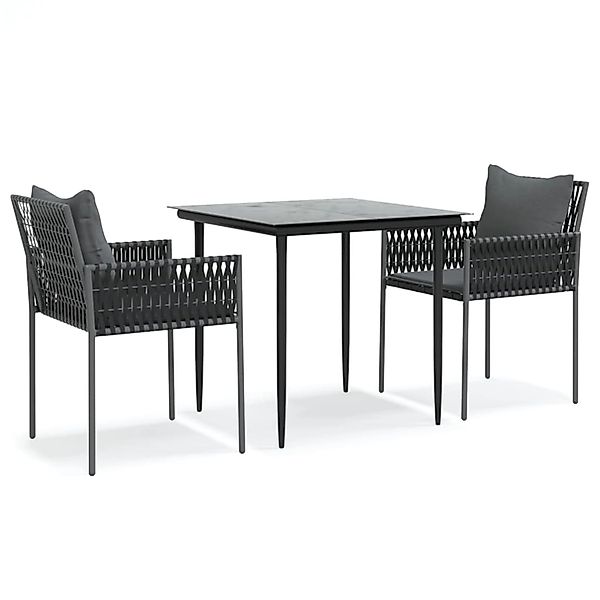 vidaXL 3-Tlg Garten-Essgruppe mit Kissen Poly Rattan und Stahl 3187051 günstig online kaufen