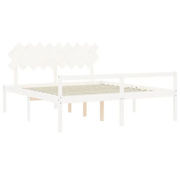vidaXL Seniorenbett mit Kopfteil Weiß Super Kingsize Massivholz 3195562 günstig online kaufen