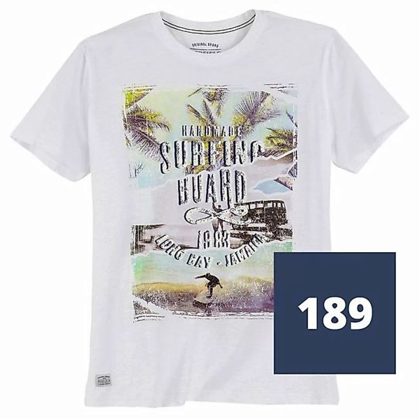 redfield Rundhalsshirt Übergrößen T-Shirt blau Surferprint Redfield günstig online kaufen
