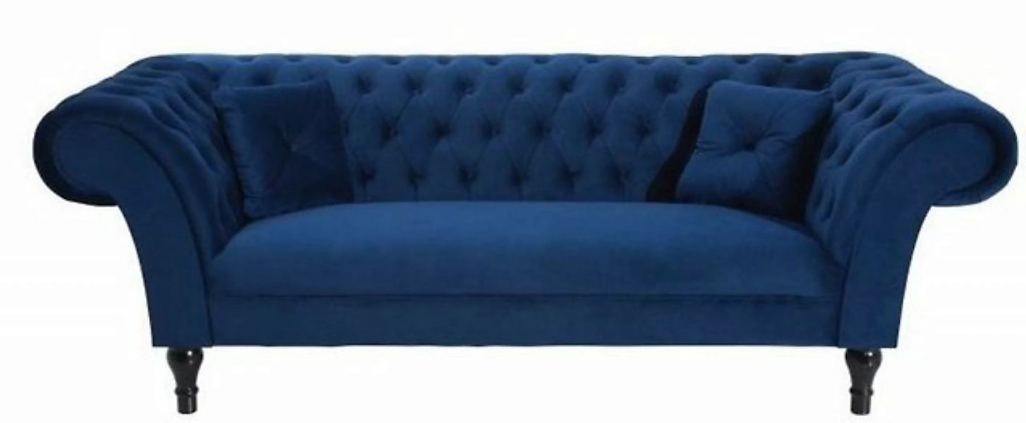 Casa Padrino Chesterfield-Sofa Chesterfield Sofa in Blau 225 x 90 x H. 79 c günstig online kaufen