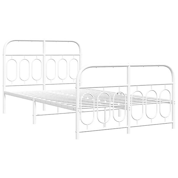 vidaXL Bettgestell mit Kopfteil und Fußteil Metall Weiß 120x190 cm 377181 günstig online kaufen
